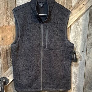 Eddie Bauer Charcoal Gray Zip-Front Fleece Vest